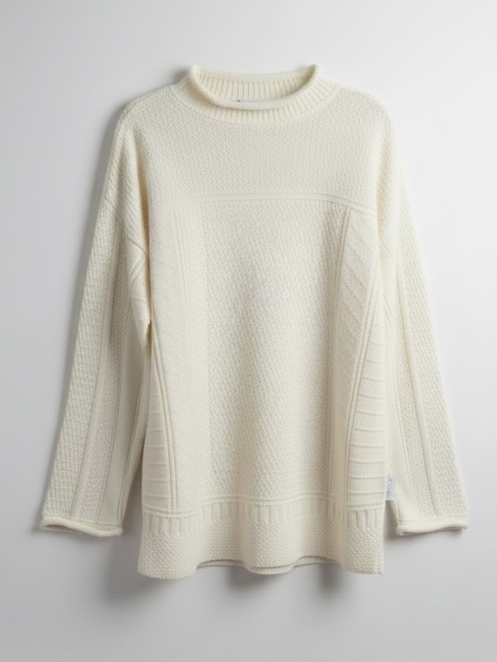 Vintage Pierre Cardin Cream Mock Neck Textured Knit Sweater